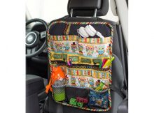 Free sewing pattern for a kids car seat organiser. Stop the mess, hide the stuff!