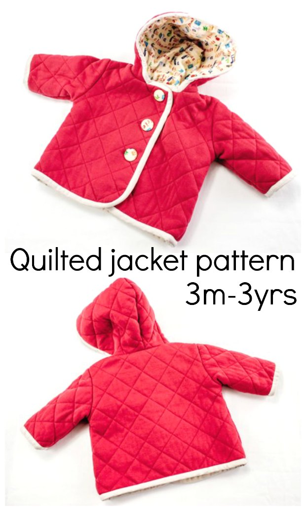 Baby coat quilted jacket with hood sewing pattern