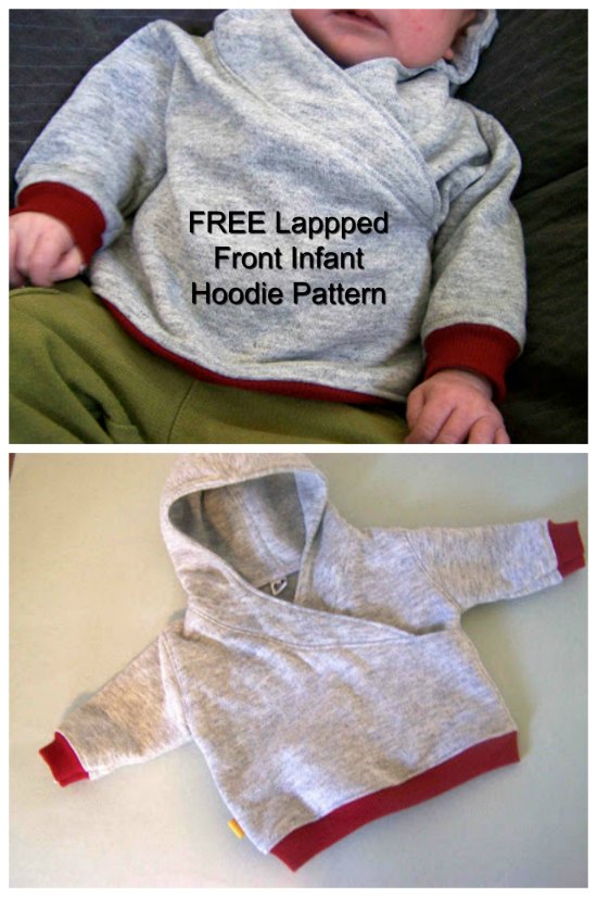 Lapped Front Baby Hoodie (0-3 months) - FREE sewing pattern