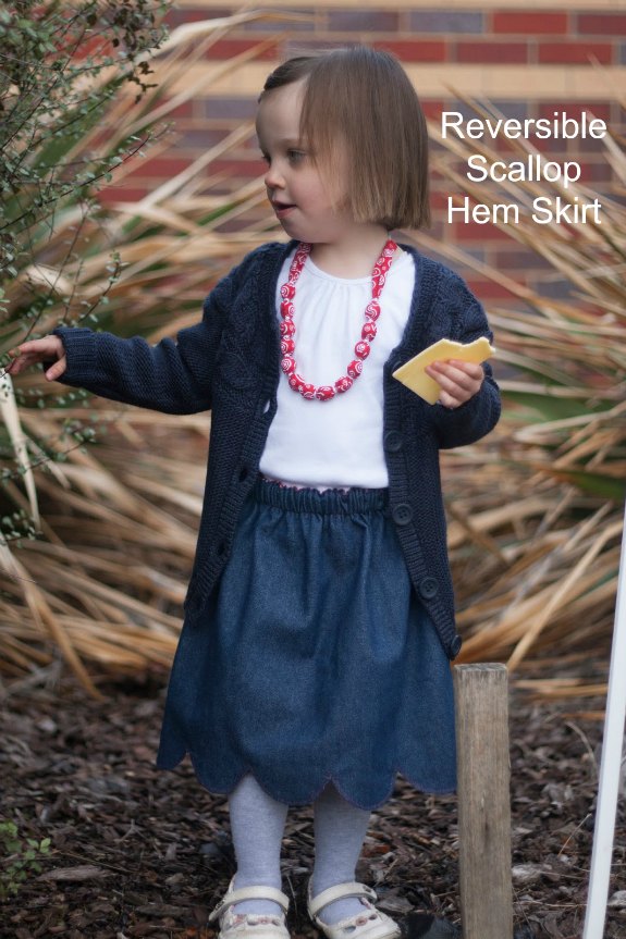 What little girl wouldn't like two skirts in one? The Bluebell Skirt comes with a FREE pattern and tutorial and is completely reversible. This denim skirt also has a very cute scalloped hemline and although that adds a few technical issues to the pattern, the Bluebell Skirt is still a very easy sew.