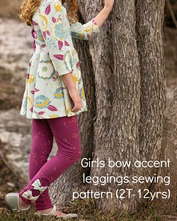 Girls bow accent leggings sewing pattern