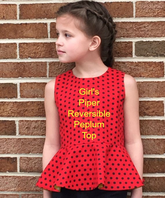 Piper Reversible Girls Peplum Top sewing pattern.