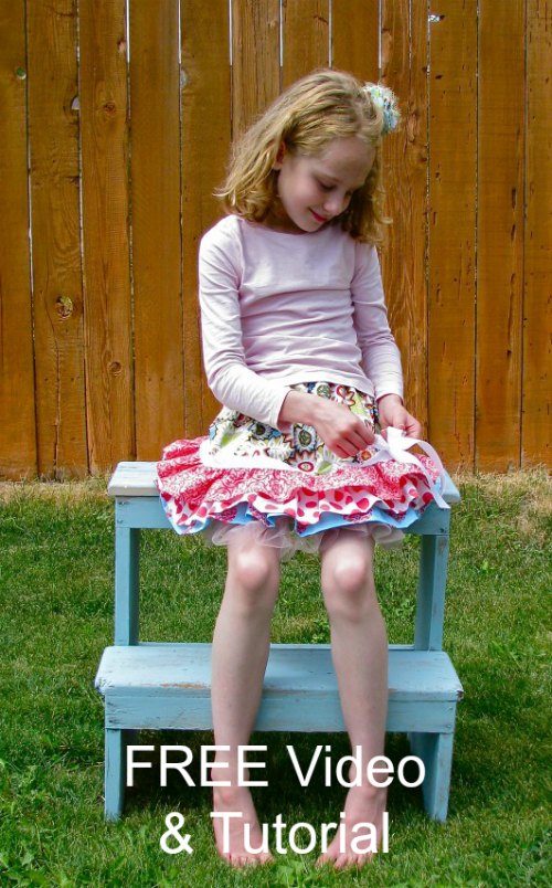 Here are a FREE tutorial and video for you to sew a Ruffly Rhumba Skirt. A skirt every little girl would love to have. This skirt gives you a great way of using up some of your fabric stash.