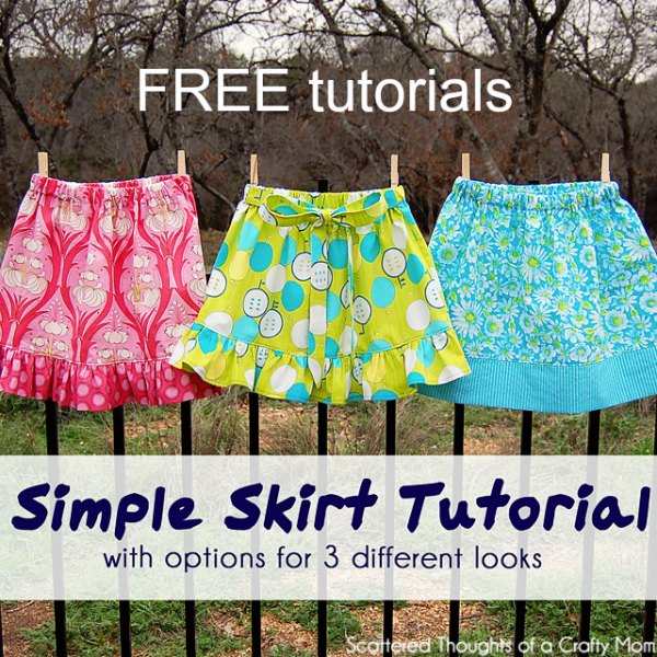 Simple Skirt FREE sewing tutorial with options for 3 different looks