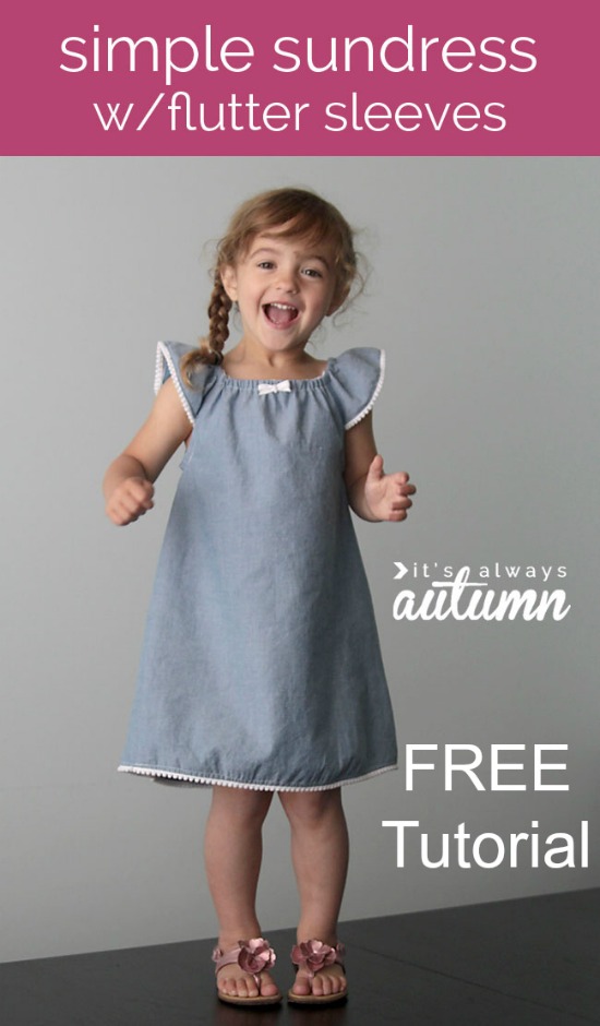 Simple Girl's Sundress with Flutter Sleeves - FREE sewing tutorial.