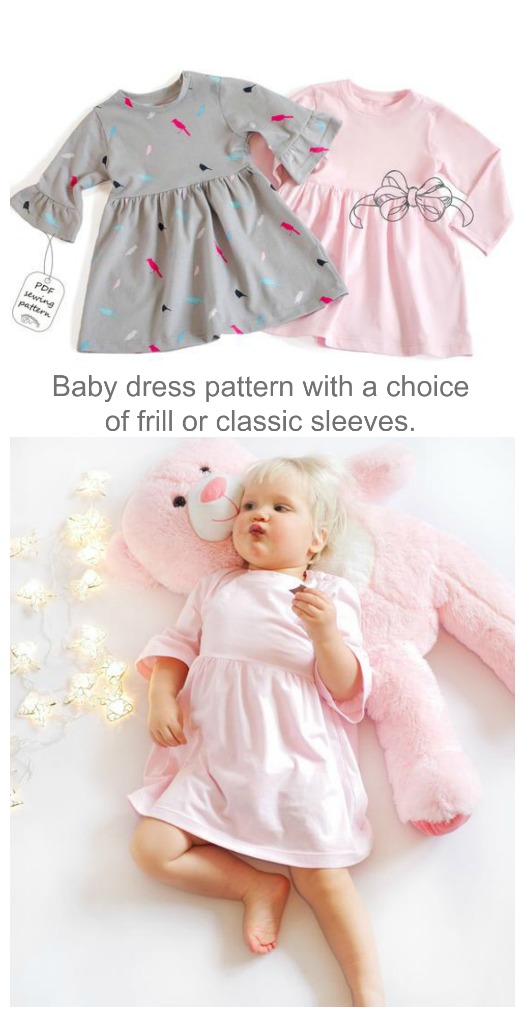 Cute knit baby dress sewing pattern (1-24mths)