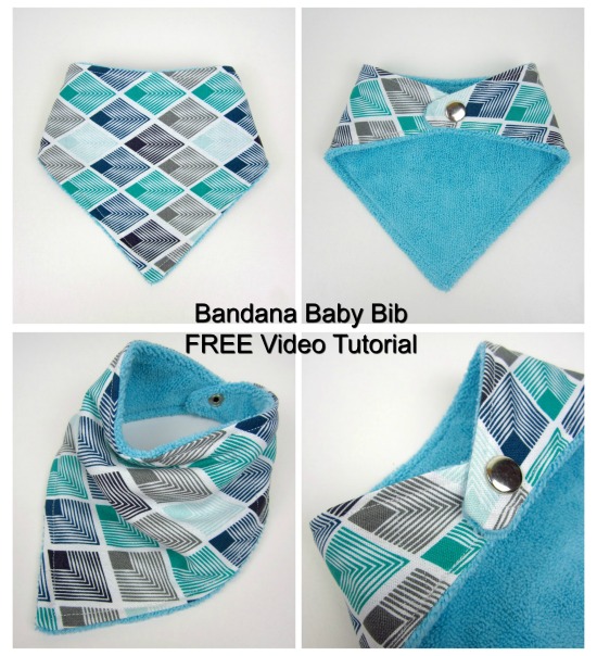 You can learn how to make this cute Bandana Baby Bib by watching the FREE video provided by the designer. These Bandana Style Baby Bibs are super useful and super cool looking. The bibs can be made in various sizes from 3 to 36 months.