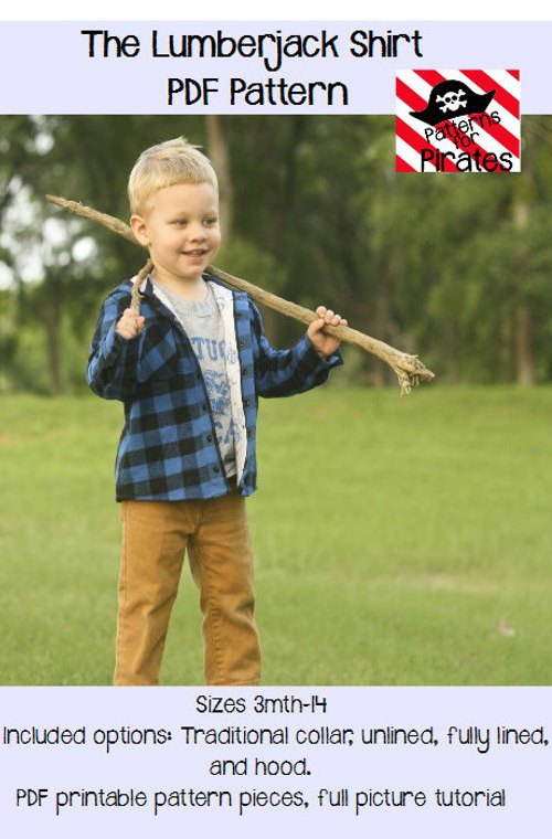 Here's a great chance to use a wonderful pattern to make a lumberjack shirt for your boy so that he can look like daddy. This pattern is perfect for an intermediate sewer to make a comfortable and cosy lumberjack shirt in many different sizes from 3 months up to 14 years old.