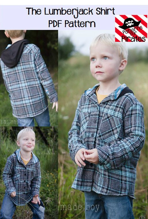 Here's a great chance to use a wonderful pattern to make a lumberjack shirt for your boy so that he can look like daddy. This pattern is perfect for an intermediate sewer to make a comfortable and cosy lumberjack shirt in many different sizes from 3 months up to 14 years old.