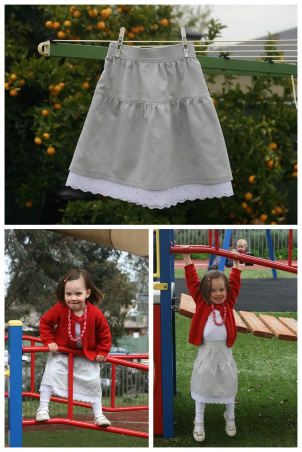 This designer has made a cute little maxi skirt for girls and she has provided the tutorial and pattern for FREE, naming it the Daffodil Skirt. The skirt is simple, without pockets or buttons, and will not take very long to make. It has been designed with two tiers, the bottom tier has been lined with lace peeking out from under the top tier.