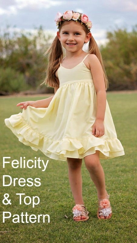 Well here's a really beautiful girl's dress that can be made into a top as well. It makes the perfect dress for warmer weather. The thin shoulder straps are dainty and allow your little one to soak up the sun's rays. The Felicity Dress pattern is ideal for a confident beginner sewer.