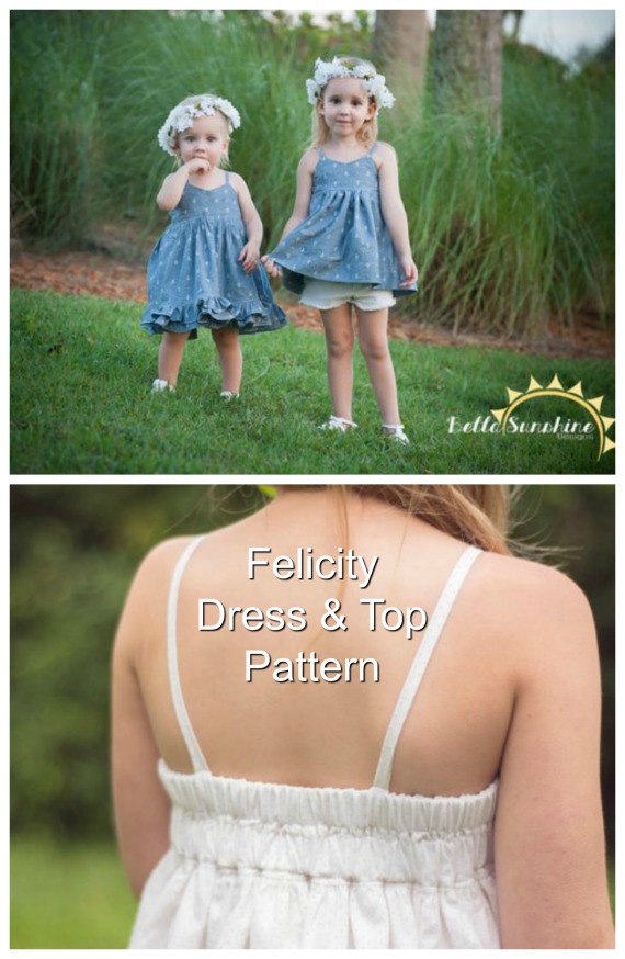 Well here's a really beautiful girl's dress that can be made into a top as well. It makes the perfect dress for warmer weather. The thin shoulder straps are dainty and allow your little one to soak up the sun's rays. The Felicity Dress pattern is ideal for a confident beginner sewer.