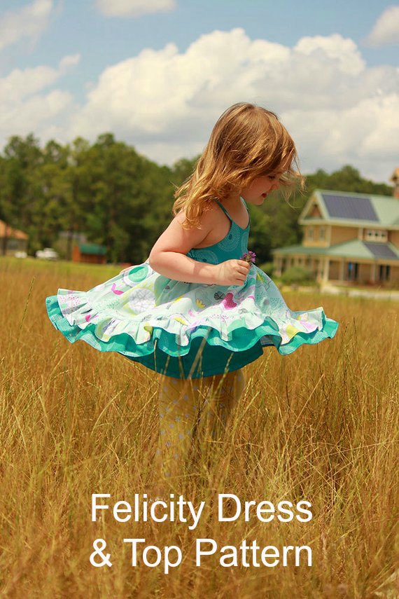 Well here's a really beautiful girl's dress that can be made into a top as well. It makes the perfect dress for warmer weather. The thin shoulder straps are dainty and allow your little one to soak up the sun's rays. The Felicity Dress pattern is ideal for a confident beginner sewer.