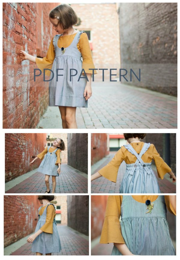 Julia Pinafore Dress sewing pattern (9-12mths to 12yrs) - Sew Modern Kids