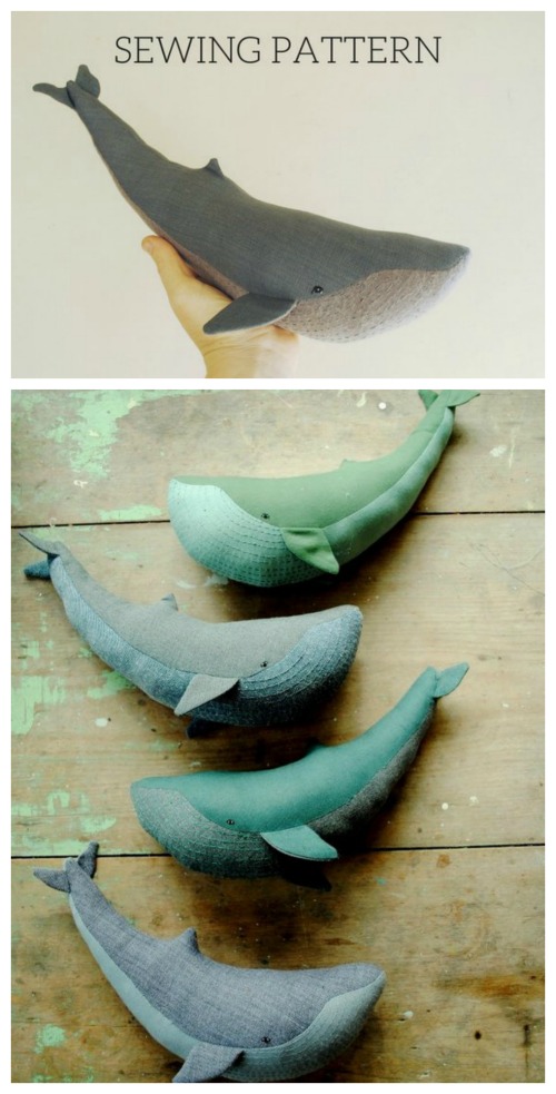 Blue whale soft toy sewing pattern - Sew Modern Kids