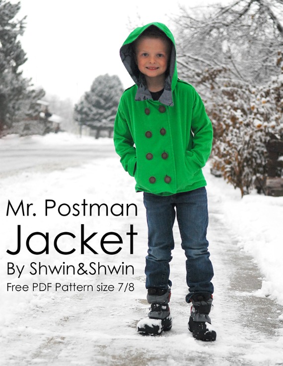 This designers favorite item of clothing to design is jackets. She is an absolute fanatic for them. So its great news that she has designed this awesome "Postman Boys Jacket" and she has provided the pattern and tutorial FREE - in a roughly boys size 7 pattern.