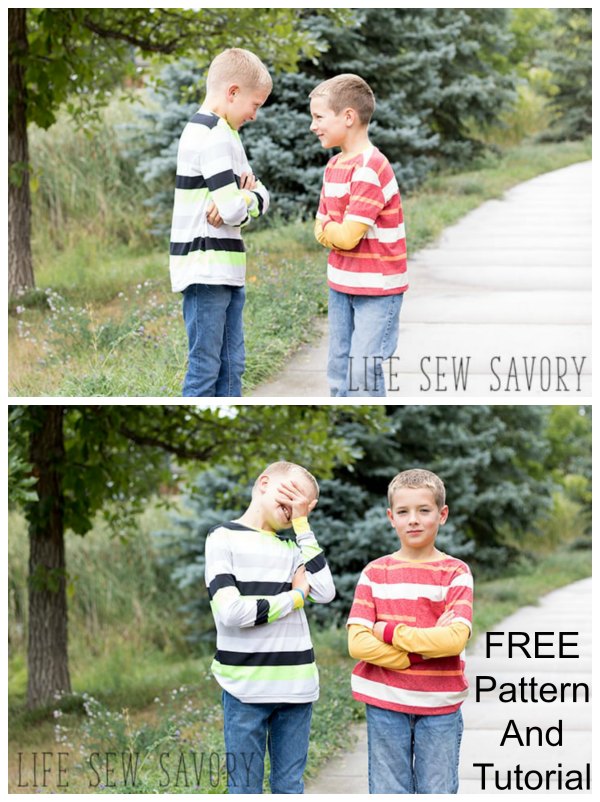 Boys Long Sleeve T Shirt FREE sewing pattern & tutorial