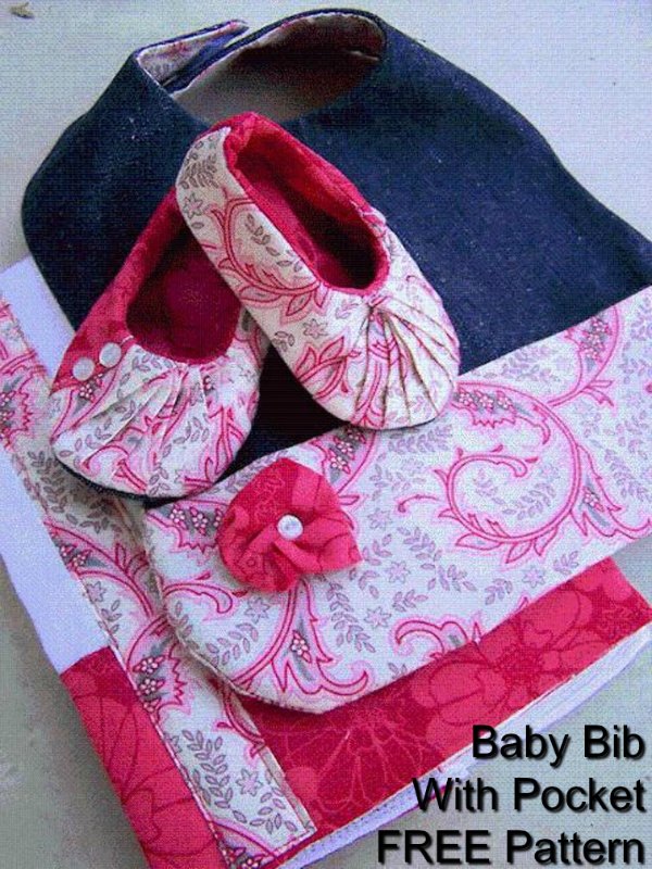 Here you get two FREE patterns from this designer. You get her Baby Bib With Pocket pattern as well as a pattern to make baby some shoes.