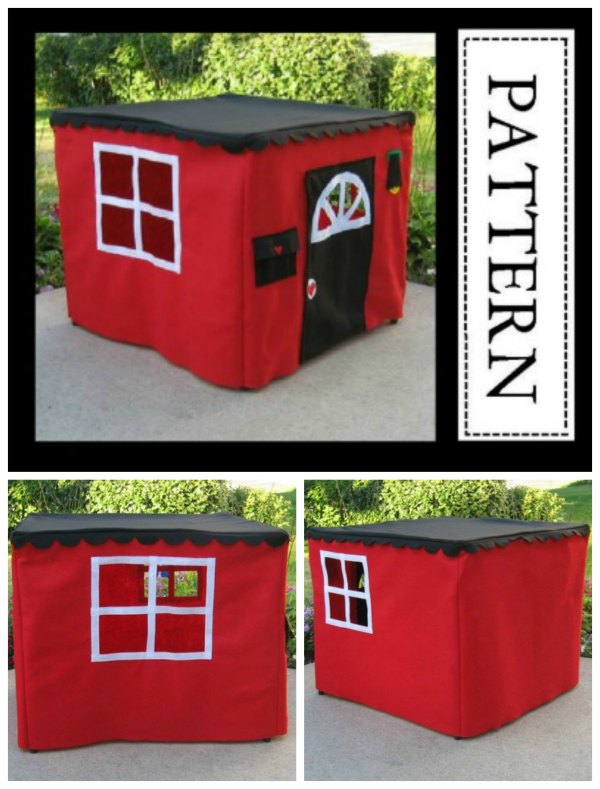 Well doesn't this project look like fun? This Card Table Playhouse Pattern is both a very easy and fast project that is suitable for a beginner sewer. This simple little playhouse will delight any child, and you will have lots of fun making it as an awesome mother/child project. This little playhouse will be loved and remembered forever.