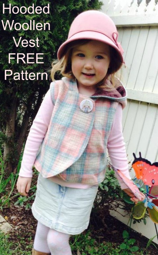 Hooded Woollen Vest FREE sewing pattern (1-6 years)