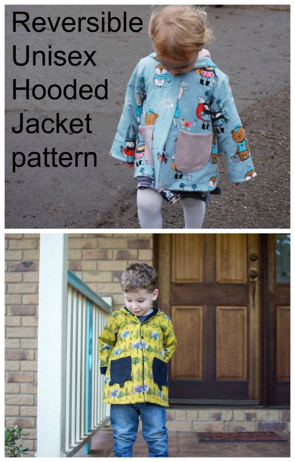 This is another great digital pattern from this very talented designer. Here she brings us all this unisex hooded jacket that is reversible, which is like getting two for the price of one. And the pattern comes in an amazing 14 sizes, from newborn babies all the way up to 10 years old.