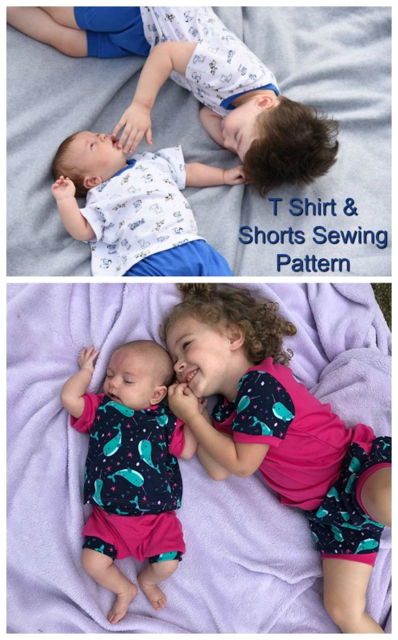 This wonderful designer has taken two of her most popular patterns and put them together as a set. This easy and really cute T-shirt and Shorts sewing pattern is ideal for a beginner level sewer. Both projects have been designed to use the lowest amount of fabric and the designers suggested fabrics are Jersey Knit, Interlock, Stretch fabrics.