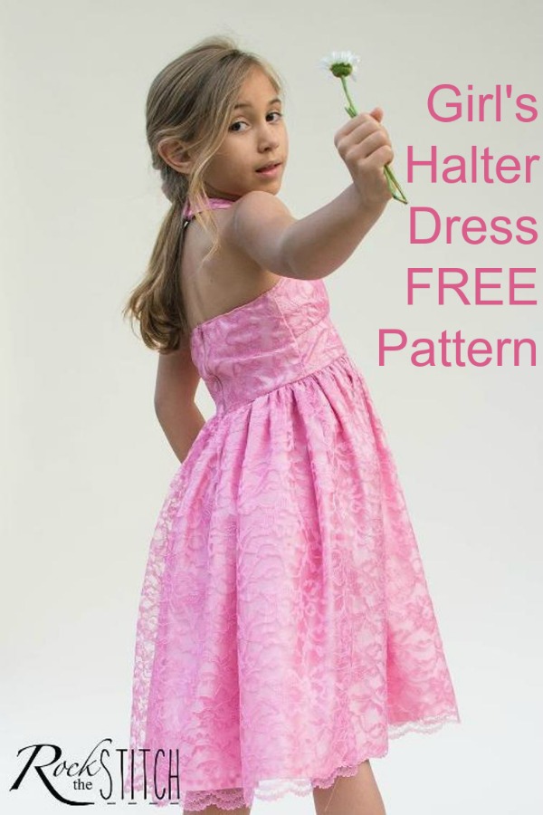 Girls halter neck dress FREE pattern