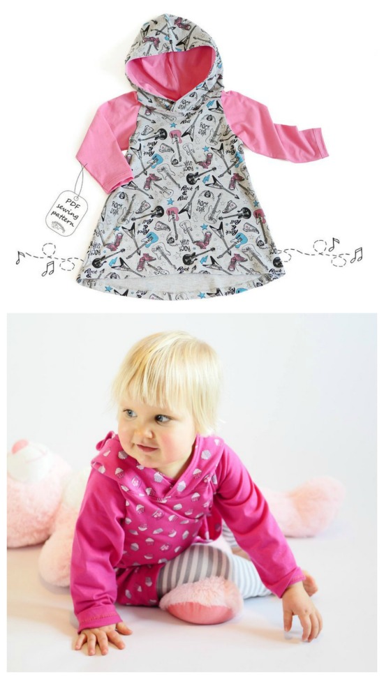 Raglan Dress With Hood Pattern - 1 month to 10 years - Sew Modern Kids