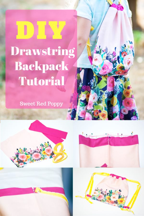 Free Kids DIY Drawstrings backpack sewing pattern