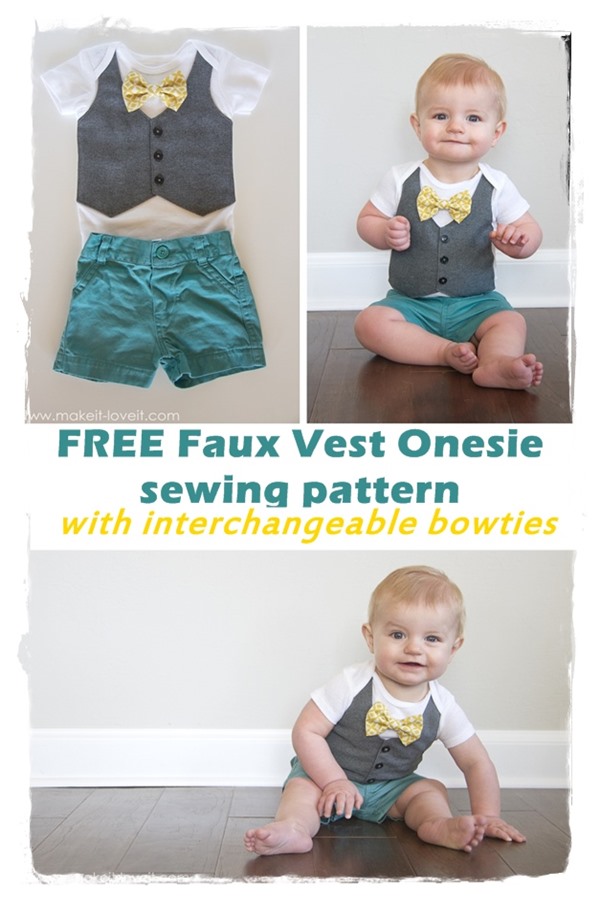 Free Faux Vest Onesie sewing pattern 