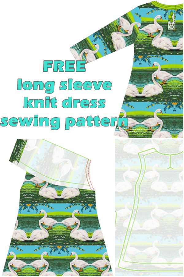 FREE long sleeve knit dress sewing pattern 