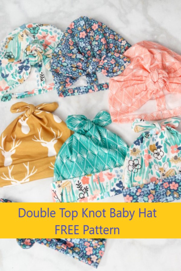 Free Baby Top Knot Hat sewing pattern with video (birth-2yrs)