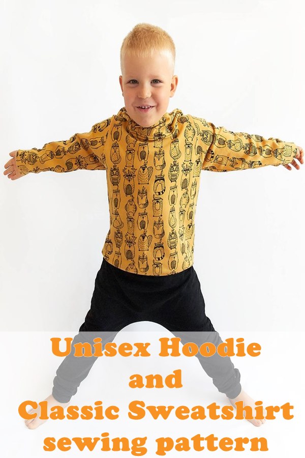Unisex hoodie and classic sweatshirt sewing pattern