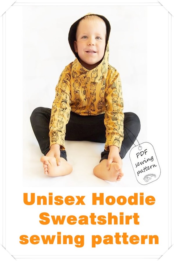 Unisex hoodie sweatshirt sewing pattern