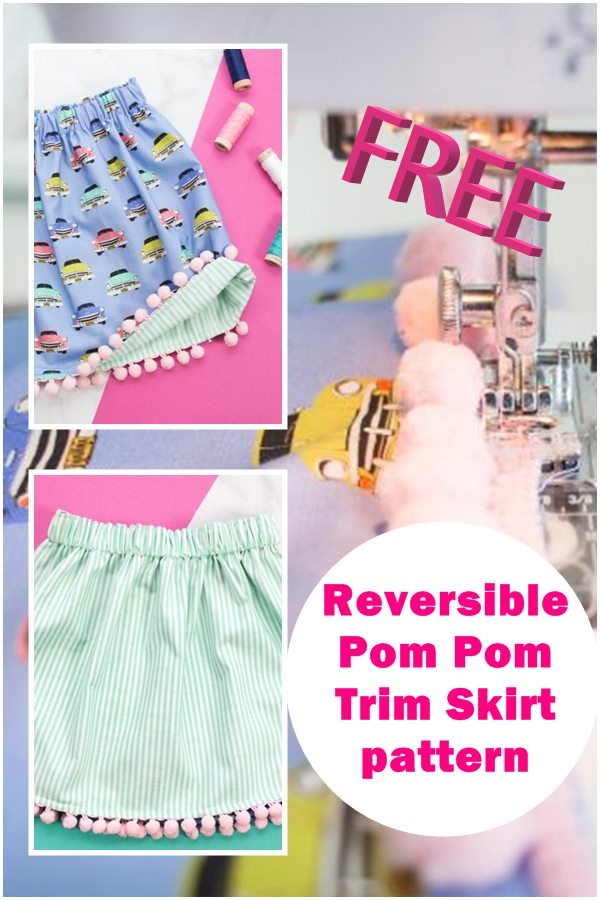 FREE REVERSIBLE POM-POM TRIM SKIRT PATTERN (ANY SIZE)