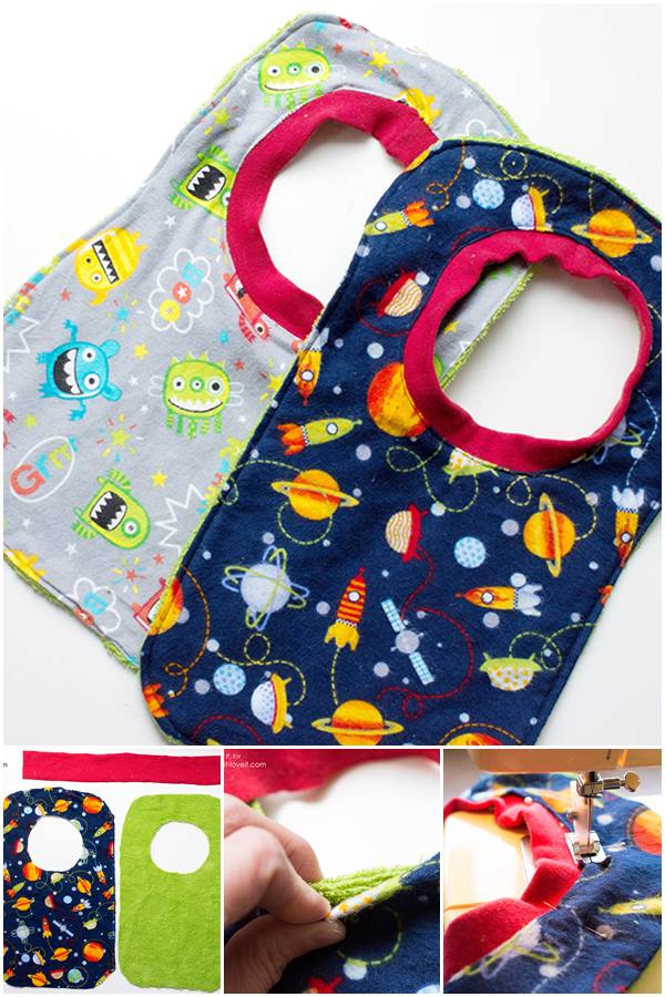 Free reversible Baby bib sewing pattern