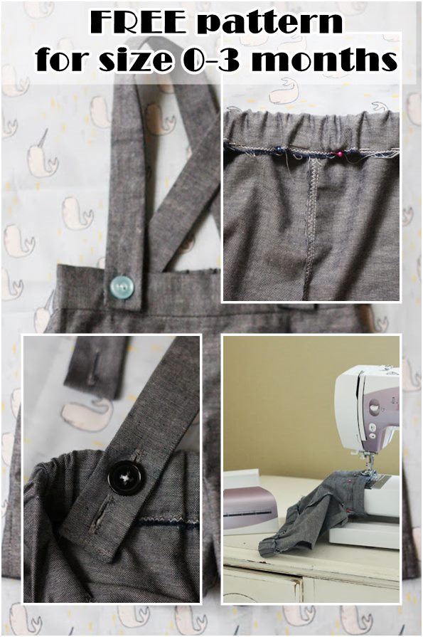 Baby Boy Shorts with Suspenders Free sewing pattern (size 3 months