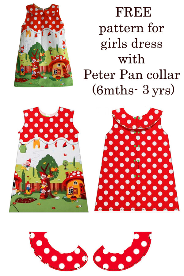 Tutorial on a line dress dress with Peter pan collar for a little