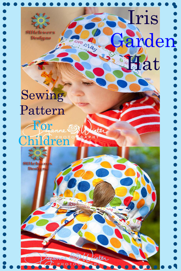 Iris Garden Hat sewing pattern for children