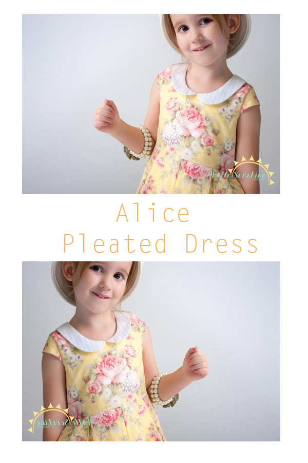 The Alice Pleated Dress sewing pattern in sizes 6 months to girls 12.