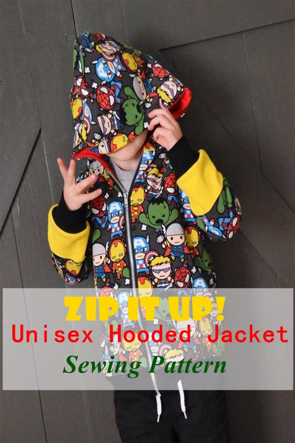 Zip it up unisex hooded jacket sewing pattern