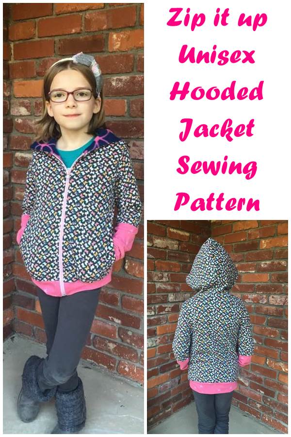 Zip it up unisex hooded jacket sewing pattern