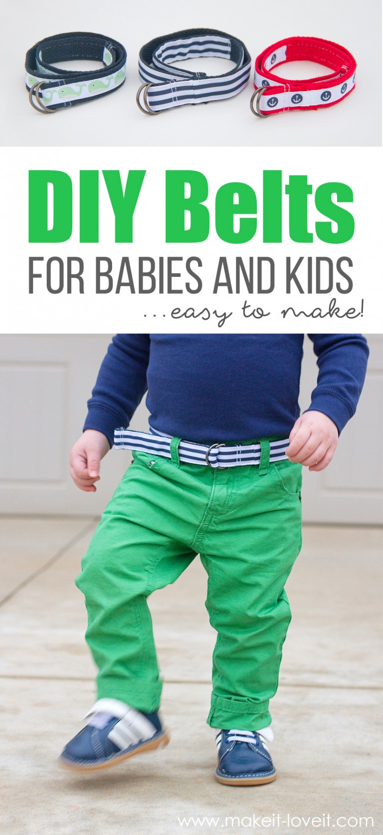 Free easy to sew belts for babies and kids sewing pattern