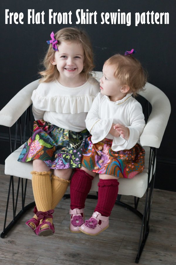 FREE Girls Flat Front Skirt Sewing Tutorial and pattern (age 2-8)