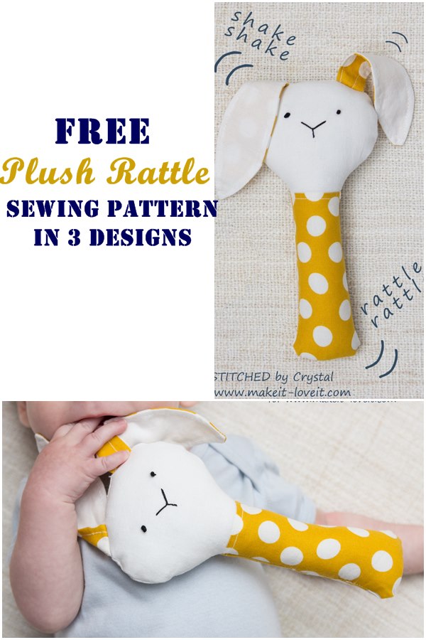 Free plush rattle sewing pattern