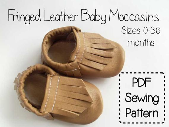 Fringe Leather Baby Moccasins PDF Sewing Pattern Tutorial