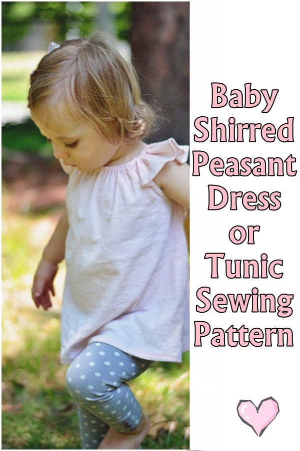 Baby shirred peasant dress or tunic sewing pattern