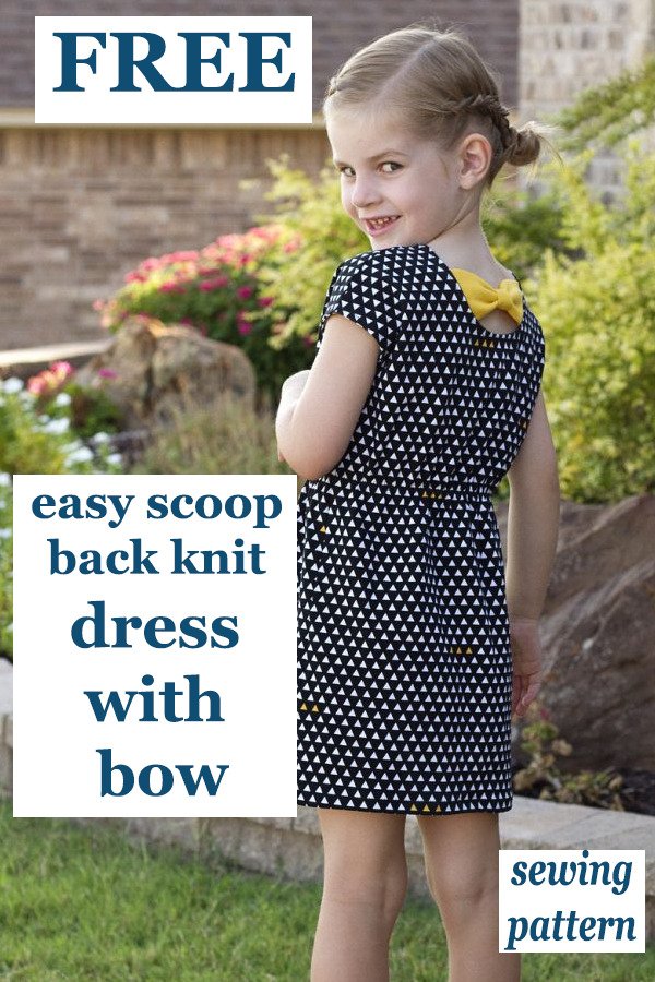 FREE easy scoop back knit dress with bow sewing pattern