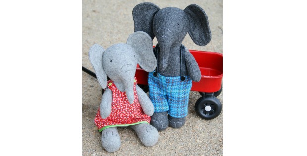 Elephant softie toy sewing pattern