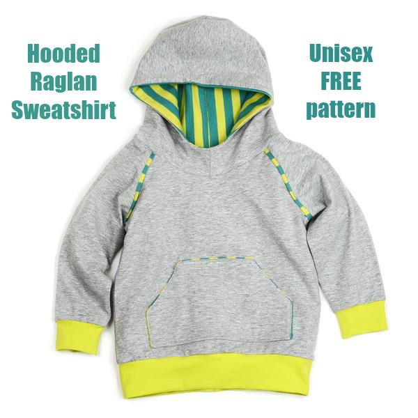 Hooded Raglan Sweatshirt unisex free pattern
